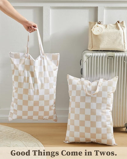 Checkered 2 Pcs Large Travel Laundry Bags
