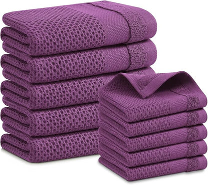 Homaxy Kitchen Towels and Dishcloths Set, 12 x 12 and 13 x 28 Inches, Super