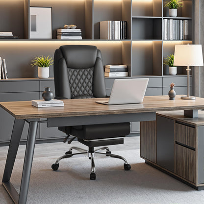 Homall Executive Home Office Chair with Lumbar Support,400lbs Adjustable Ergonomic High Back Office Chair Reclining Managerial Chair for Home Office (Black)