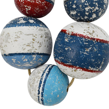 Wood Buoys Nautical Wall Decor for Home, Rustic Decorative Wall Hanging Fishing Floats Wooden Sculpture Distressed Buoys Beach Ornament Ocean Sea Coastal Decor for Bathroom Bedroom Living Room