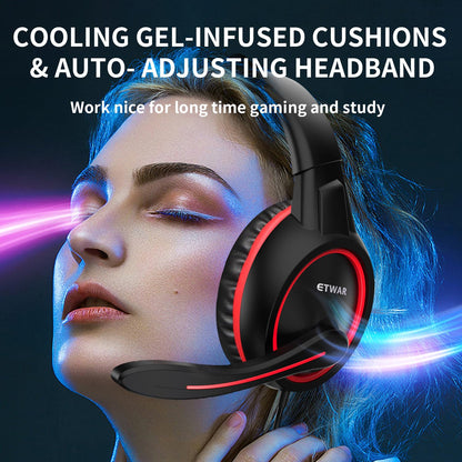 ETWAR B3 Gaming Headset for Nintendo Switch, Xbox One, PS4, Mega Bass Surround and Noise Cancelling 3.5mm Jack Over Ear Headphones with Mic for Laptop PC Red