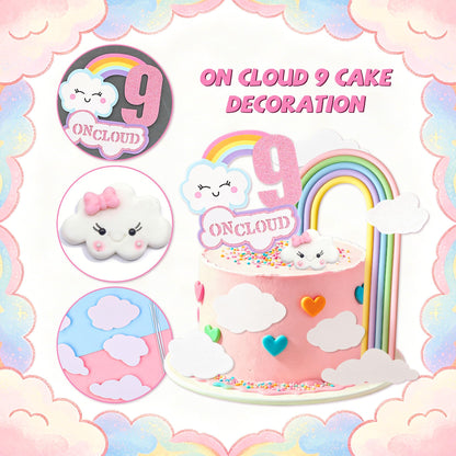 LaVenty On Cloud 9 Cake Decoration Topper 9th Birthday Cake Decoration 9th Bday Party Supplies Clouds