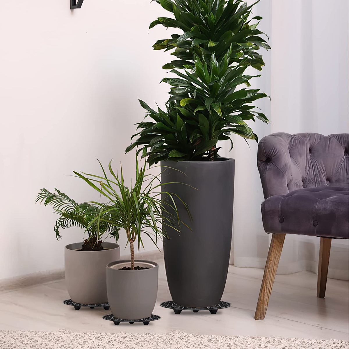 8Pcs Plant Stand Indoor Outdoor, Plant Level Pot Elevator- 2 Size Plant Riser Holder Plastic Floor Protector Plant Trivet, Heavy Planter Holder for Prevent Rot and Damage on Patio & Deck(7.9"&11.8" )