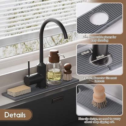 Faucet Mat for Kitchen Sink, Diatomite Quick Drying Tray, 15.8 Inch Kitchen