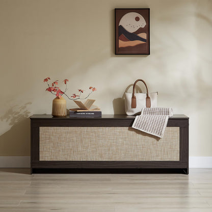 ZenFang 51.2" Storage Chest Extra Large,Storage Bench with 2 Safety Hinges,Wooden Shoe Bench,51.2x15.7x18.3 Inch,Easy Assembly,Storage Bench for Bedroom,Living Room,entryway(Obsidian Black)