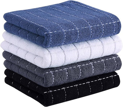 Homaxy 100% Cotton Terry Kitchen Towels, Checkered Designed, Soft and Super