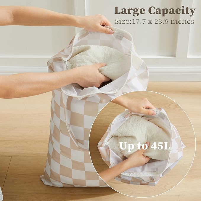 Checkered 2 Pcs Large Travel Laundry Bags