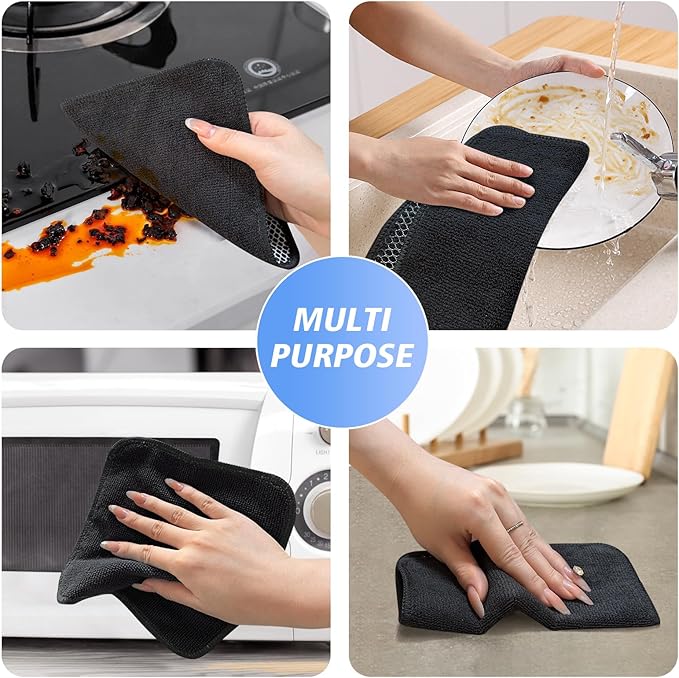 KinHwa Kitchen Washcloths for Dishes Absorbent Microfiber Dish Cloths Quick Dry