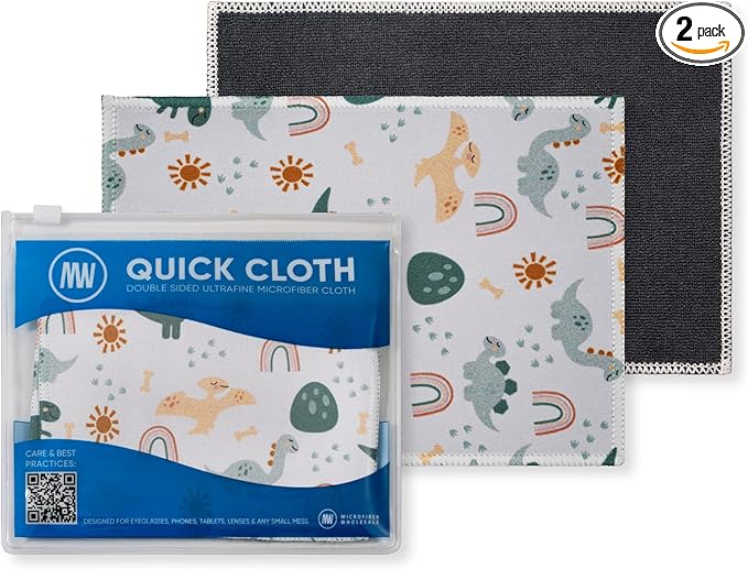 Quick Cloth Microfiber Glasses Cleaning Cloths – 5x7, 2 Pack