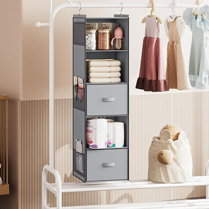 YOUDENOVA Hanging Closet Organizer, 5 Tier Hanging Closet Shelves