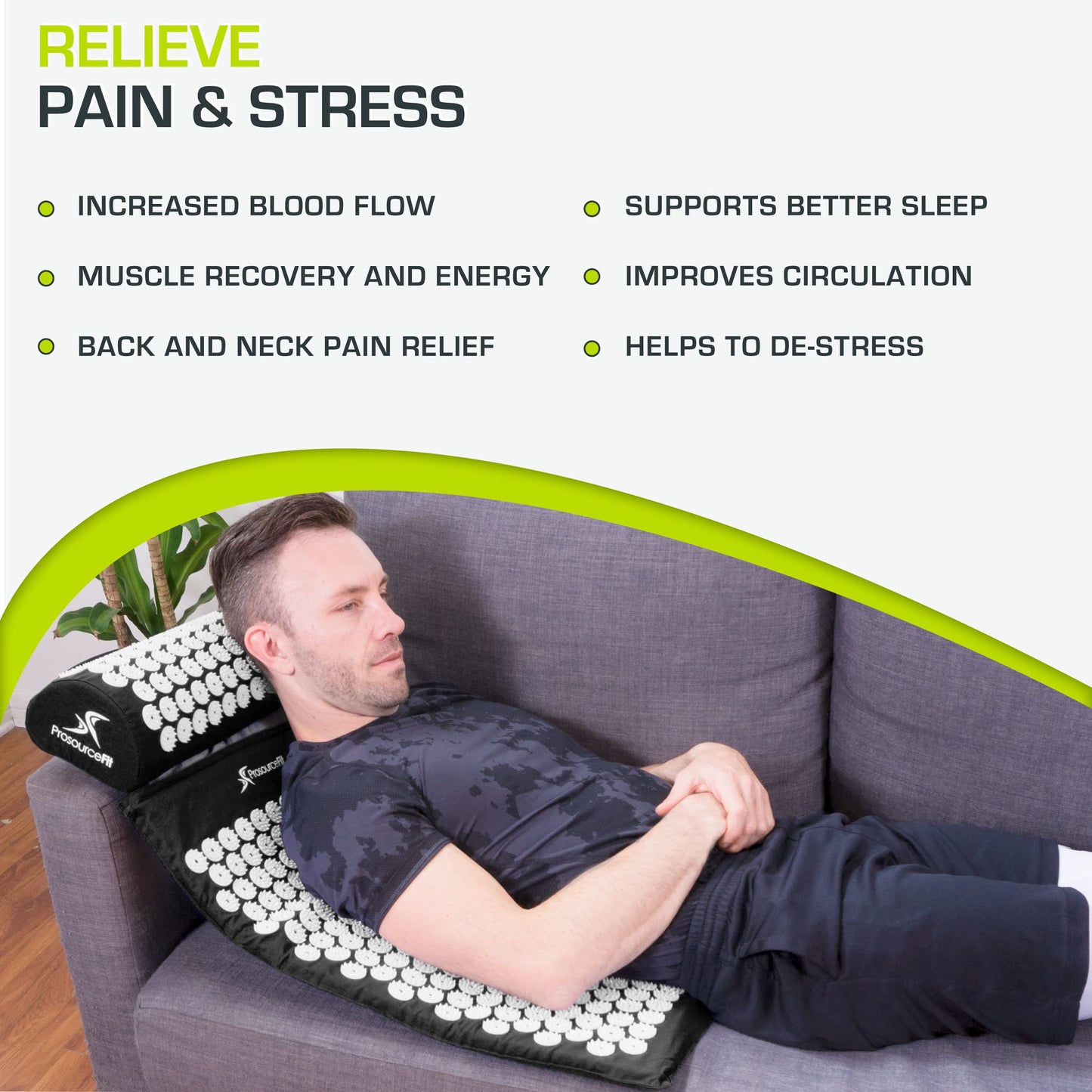 ProsourceFit Acupressure Mat and Pillow Set for Back/Neck Pain Relief and Muscle Relaxation, Orange