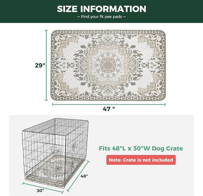 FXW Washable Pee Pads for Dogs, Puppy Pads with Super Absorbent, Specifically Designed for 48inch Cages, 29" x 47" Rectangle, Boho, 2 Packs