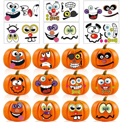 kockuu 72 Pack Halloween Pumpkin Decorating Stickers - Mini Make 36 Sheets of Small Pumpkin Face Stickers for Kids, Toddlers & Party Favors