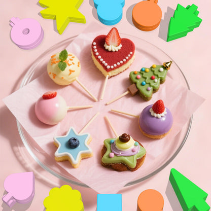 Hokkieam 10 PCS Cake Pop Molds Shapes Press Set, Plastic Cake Pop Mold Press with Multiple Shapes, Cake Pop Tools for Baking, Parties, Weddings, Birthdays & Celebrations