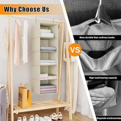 Hanging Closet Organizer, Easy Mount Foldable 5-Shelf Hanging Closet Wardrobe