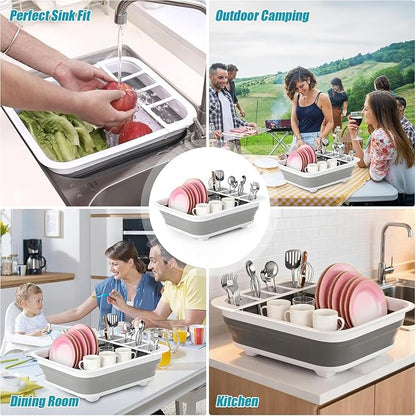 2 Pack Collapsible Dish Drying Rack Portable Dish Rack for Kitchen RV Campers Travel Trailer - Space Saving Kitchen Storage Tray, Send Goods from Local Warehouse