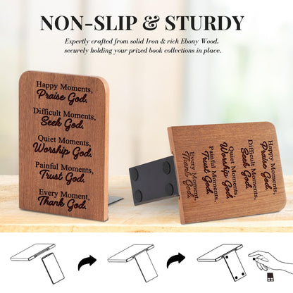 Christian Book Ends, Religious Book Ends, Christian Gifts for Women Men, Novelty Bookends Unique, Heavy Duty Wooden Bookends for Shelves Decorative(1 Pair, 4.72x6.69 Inches) - Moment