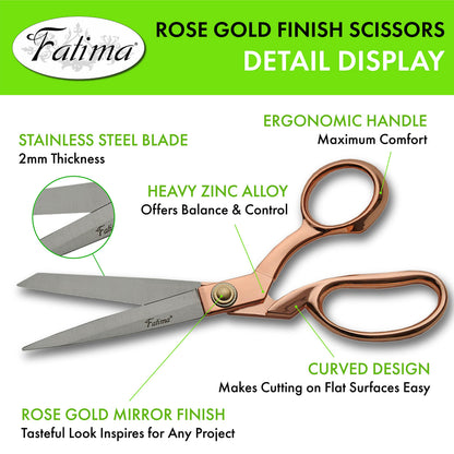 SZCO Supplies 8.5” Fatima Heavy-Duty Fabric Tailor Scissors with Rose Gold Finished Handle (107713-RG)