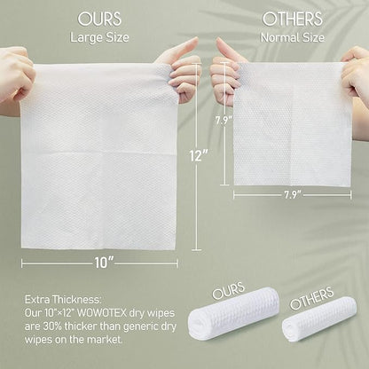 Disposable Face Towel Biodegradable Large Dry Face Wipes 240 Count/4 Box Extra