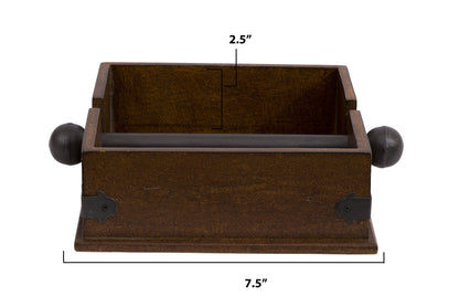Creative Co-Op Square Wood Napkin Holder with Metal Bar