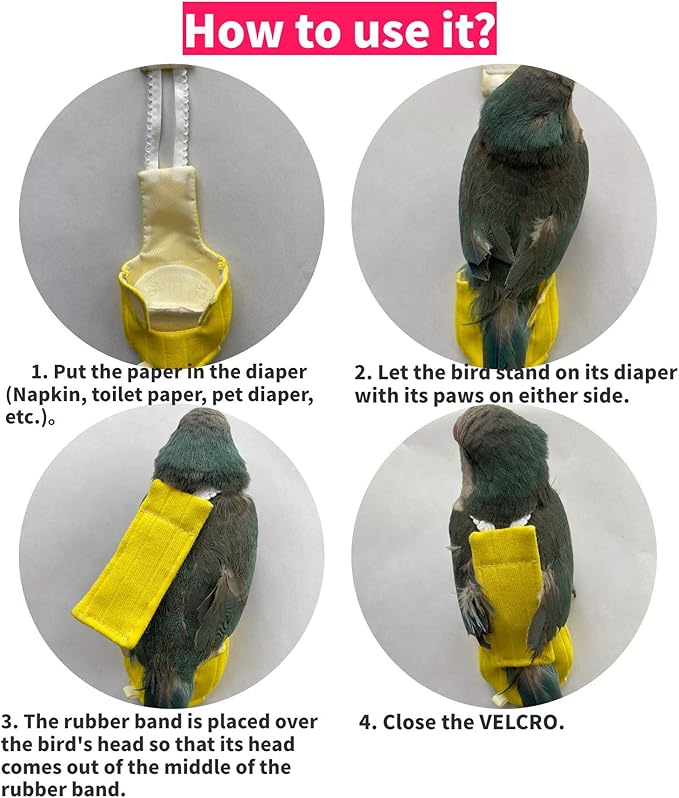 Parrot Bird Diapers, Birds Flight Suit, Parrot Clothes, Pet Animal Costumes, Bird Clothes, Cockatiel Bird Diaper, Pet Bird Diapers, Parrot Flight Suit, Bird Parrot Clothes (Yellow, 3XL)