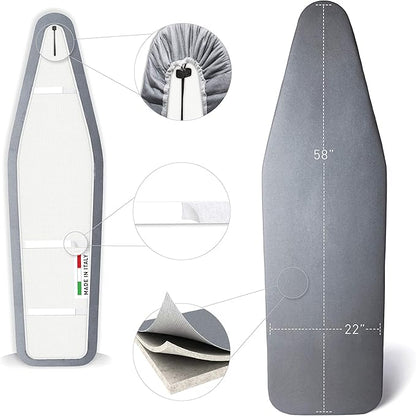 TIVIT Ironing Board Cover 22 x 58” – Made in Italy, Alumitek PRO Heat-Reflective