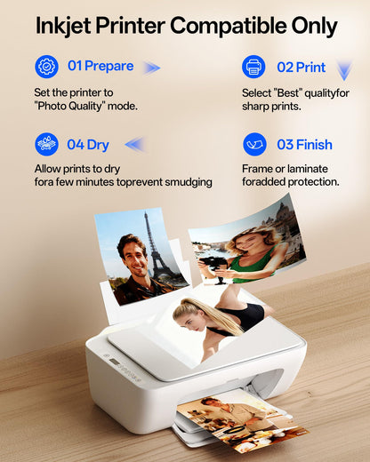 HARTWII Thin Glossy Inkjet Paper 8.5x11 Inches, 110 Sheets brochure paper, 115gsm Photo Paper for Inkjet Printer with Dye Ink for Custom Chip Bag Party Favors