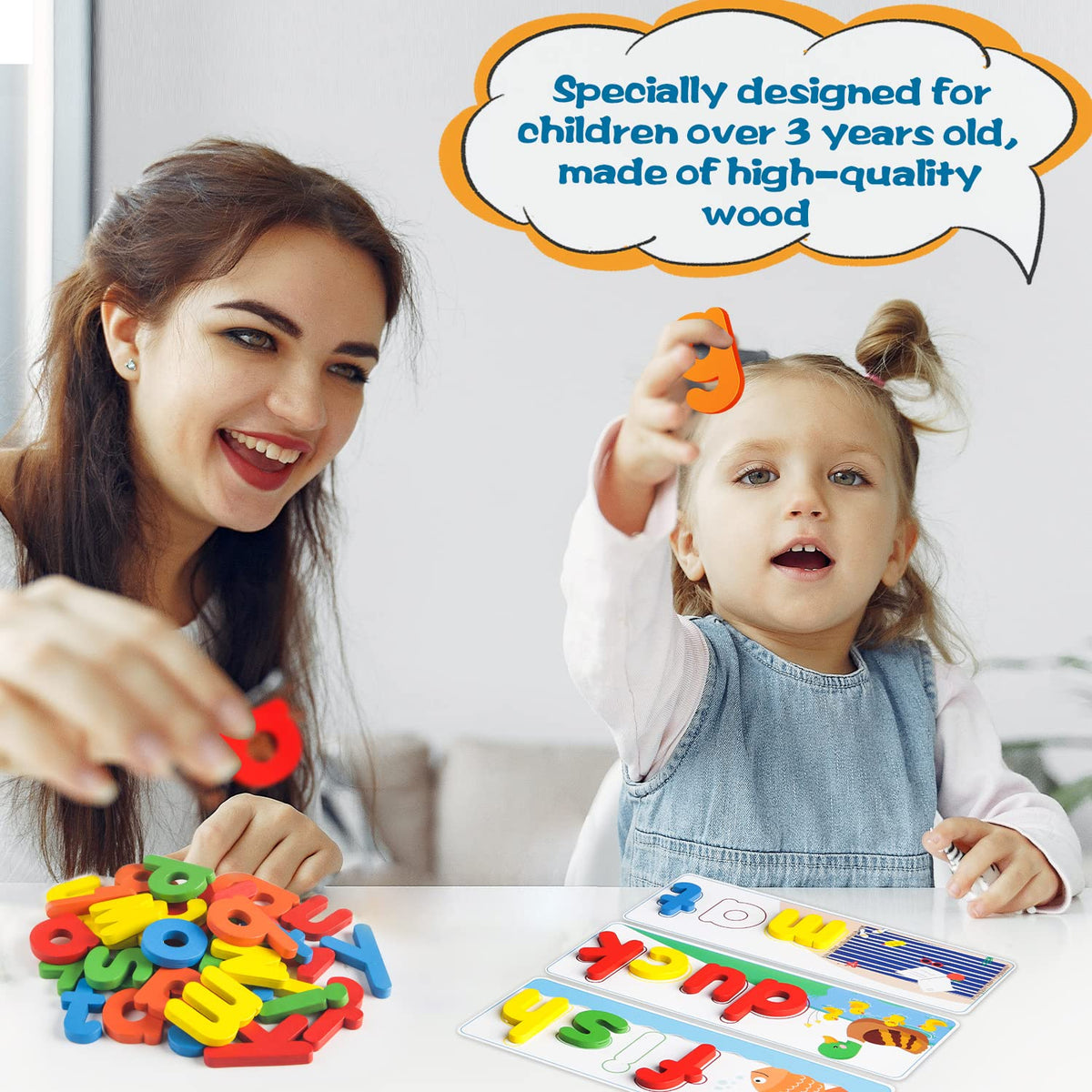 Learning Educational Toys for 2 3 4 5 6 Years Old Boys Girls, See & Spell Matching Letter Game with Alphabet Cards for Kids, Preschool CVC Word Builders Toy, Christmas Birthday Gifts for Age 2-4 4-6