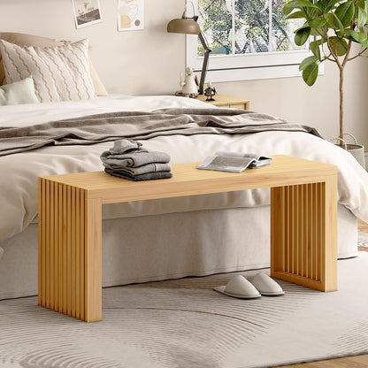 Toolola Bamboo Dining Bench, 35-inch Sleek Design Entryway Shoe Rack Bench, Indoor Kitchen Table Bench, Waterproof Outdoor Bench, Natural
