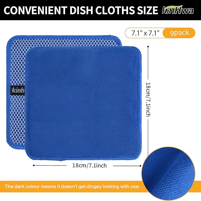 KinHwa Kitchen Washcloths for Dishes Absorbent Microfiber Dish Cloths Quick Dry