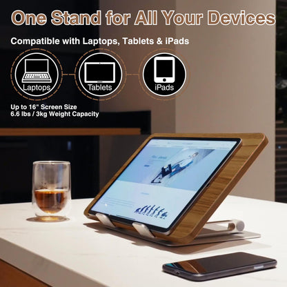 AVARO Adjustable Laptop Stand – Ergonomic Laptop Stand with Customizable Height & Angle, Robust Design Laptop Riser for Desk, Portable, Foldable & Durable Computer Stand for Home or Office Use