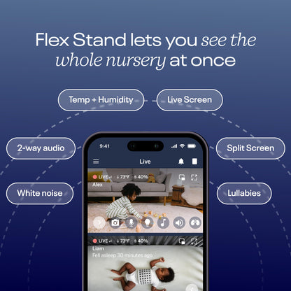 Nanit Pro Smart Baby Monitor & Flex Stand - 1080p Wi-Fi Video Camera, Sensor-Free Sleep & Breathing Motion Tracker, 2-Way Audio, Sound/Motion/Cry Notifications, Night Vision, and Breathing Band