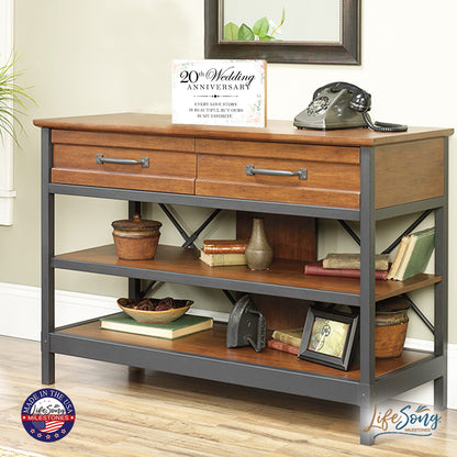 LifeSong Milestones Anniversary Shelf Sitter 5.5x8 - Table Top Décor for Wedding for Couples, Parents, and Her - Wooden Décor (20th White Every Love Story)
