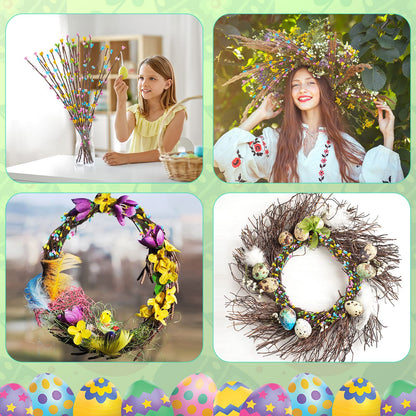 Juinte 20 Packs Easter Berry Garland Artificial Sprays Wire Spring Pip Berry Decorative Garland Picks Floral Pip Picks Stems for Easter Crafts Floral Arrangement Wreath Making