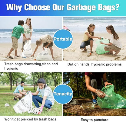 Trash Bags 7 Gallon Medium Kitchen Drawstring Bathroom Garbage Bags, Fit 7 Gal