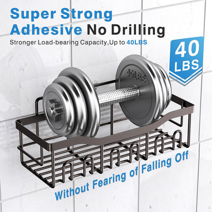 EUDELE 5-Pack Rustproof Stainless Steel Shower Caddy – No Drill Adhesive Bathroom Organizer with Large Capacity, Spacious Shower Shelves for Inside Shower, Kitchen & Home Decor Storage-XL Size