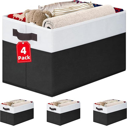 Criusia Large Storage Bins for Shelves 4 Pack, Closet Storage Baskets for