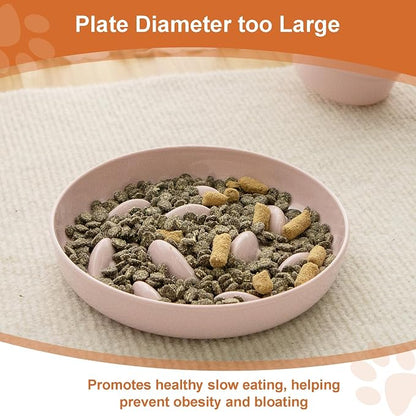 Slow Feeder Bowl for Cats and Small Dogs,Cilkus Fish Pool Design, Fun Interactive Bloat Stop Puzzle Feeder Bowl Healthy Eating Diet Made of Melamine Food Grade Material (Pink(Melamine))