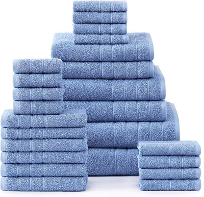 Casa Platino 100% Cotton Bathroom Towels Set – 24 Pc Family Pack – Soft &