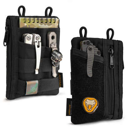 VIPERADE VE18 EDC Pouch, Pocket Organizer for Men, EDC Pocket Organizer, 3 Slots with 2 Zipper Pockets, Multitool Pouch (Black)