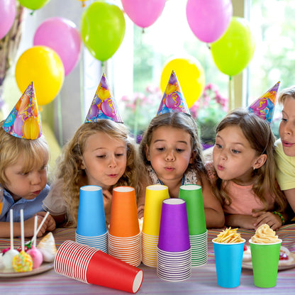 Kochorie 100 Pack 12 Ounce Disposable Rainbow Paper Cups, Colorful Party Cups, Drinking Birthday Cups for Holiday Party Supplies DIY Crafts, 6 Colors