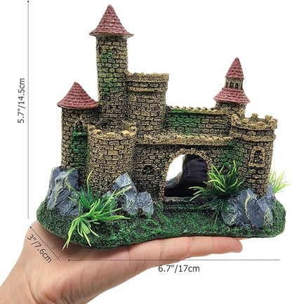 M2cbridge Aquarium Decor Castle Shipwreck Ornament Underwater Landscape(Yellow Castle)
