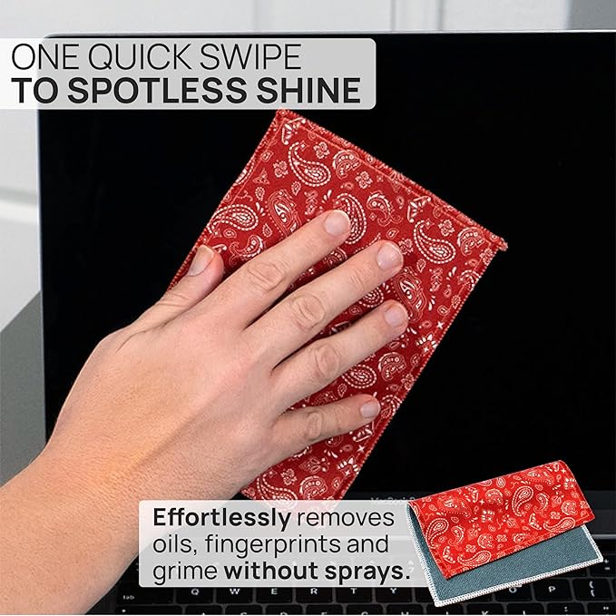 Quick Cloth Microfiber Glasses Cleaning Cloths – 5x7, Paisley Red, 2 Pack