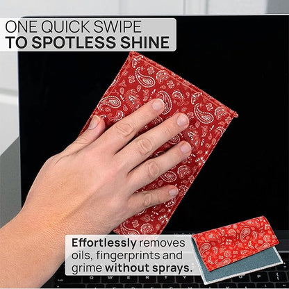 Quick Cloth Microfiber Glasses Cleaning Cloths – 5x7, Paisley Red, 2 Pack