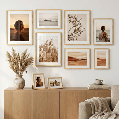 FLYJOE 12x12 Picture Frame,Solid Oak Wood 12x12 Photo Frame with Mat for 8x8 Photos,12 x 12 Wooden Frames with HD Tempered Glass,12 by 12 Wood Frame,Vertical & Horizontal Wall Hanging Display