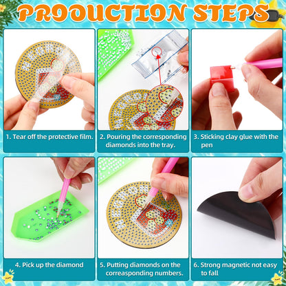 Saysurey 16 Pcs Diamond Art Magnet Kits Diamond Painting Magnets DIY for Adults Crafts Refrigerator Painting Stickers Kits for Gifts Home Decor (Motivational)