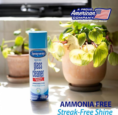 Sprayway Glass Cleaner Foaming Aerosol Spray, Streakless, Fast-Acting | Cleans