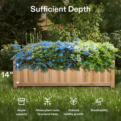 VIVOSUN 3.6 x 1.3Ft Wooden Raised Garden Bed, 43.5 x 16 x 14 Inches, Outdoor Wood Planter Box with Screwdriver and a Liner for Garden, Patio, Balcony, Backyard and Outdoors
