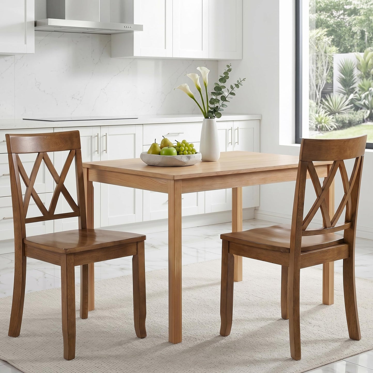 DUHOME Wood Dining Chairs Set of 4, Farmhouse Cross Back Solid Wood Kitchen Chairs, Vintage Walnut Finished Armless Dining Chairs for Home Kitchen, Breakfast Nook, Dining Room and Bistro