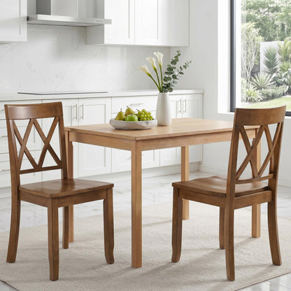DUHOME Wood Dining Chairs Set of 4, Farmhouse Cross Back Solid Wood Kitchen Chairs, Vintage Walnut Finished Armless Dining Chairs for Home Kitchen, Breakfast Nook, Dining Room and Bistro